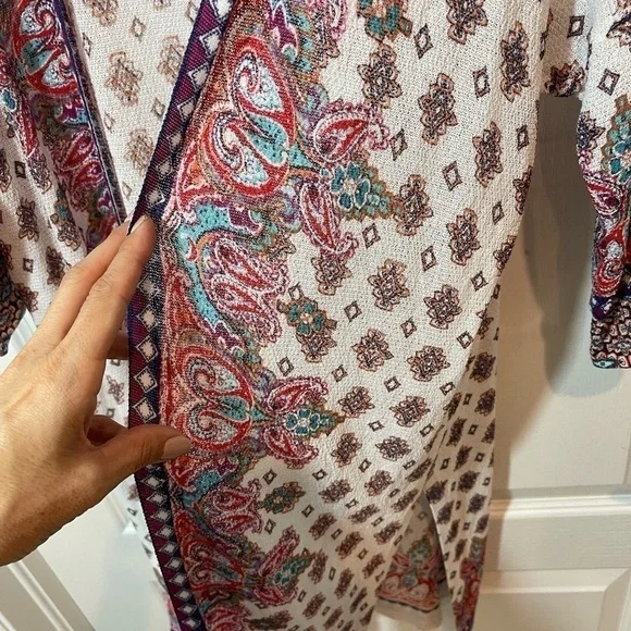 Chico’s Boho Mixed Print Open Front Cardigan 3/4 Sleeve Lightweight Size 1 Small - Picture 12 of 12
